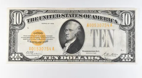 1928 $10 Gold Certificate Yellow Seal Fr#2400 *9572