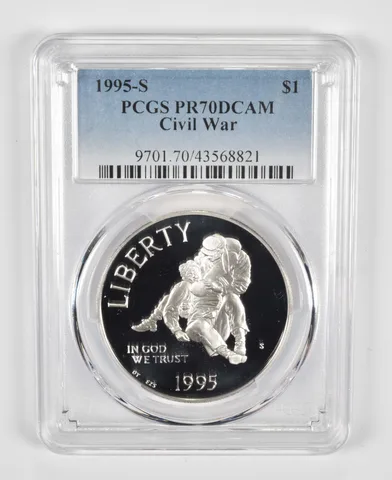 1995-S Civil War Commemorative Silver Dollar PR70 PCGS Blue Label