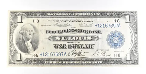 1918 $1 National Currency Note Federal Reserve Bank St Louis MO Large Note *5617