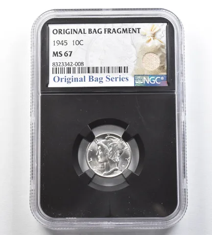 1945 Mercury Dime Original Bag Fragment MS67 NGC *0425