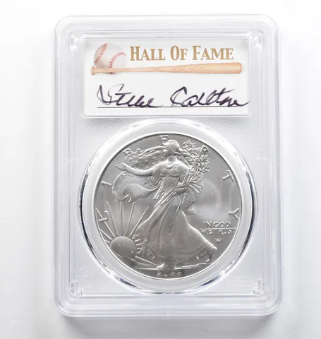 2022 American Silver Eagle Steve Carlton FDOI MS70 PCGS *9410