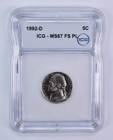 1992-D Jefferson Nickel MS67 FS PL ICG