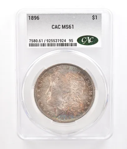 1896 Morgan Silver Dollar MS61 CAC CACg Beautiful Tone *7233