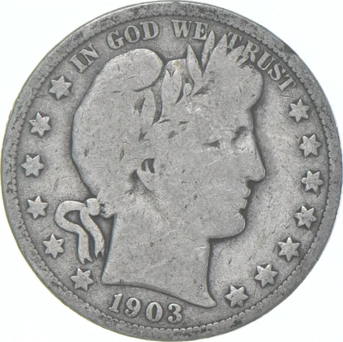 1903 Barber Half Dollar Average Circ 90% Silver
