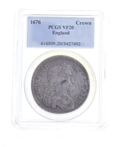 VF20 1676 United Kingdom 1 Crown - Graded PCGS *5229