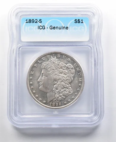 1892-S Morgan Silver Dollar Genuine ICG *2076
