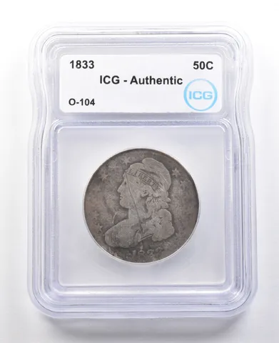 1833 Capped Bust Half Dollar O-104 Authentic ICG *2961