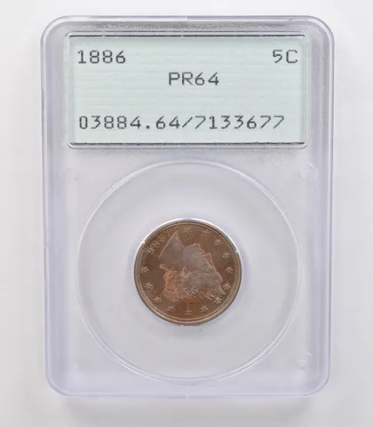 1886 Liberty V Nickel PR64 PCGS Rattler Beautiful Tone a0702