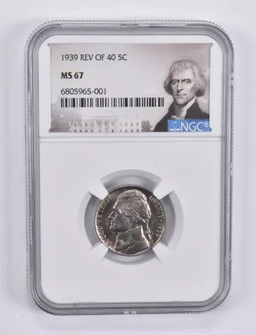 1939 Jefferson Nickel Reverse Of 40 MS67 NGC Special Label