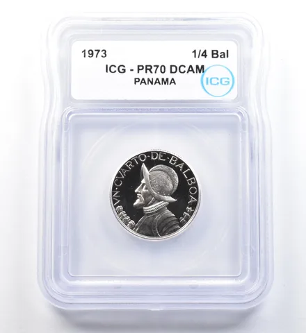 1973 Panama 1/4 Balboa PR70 DCAM ICG a1145