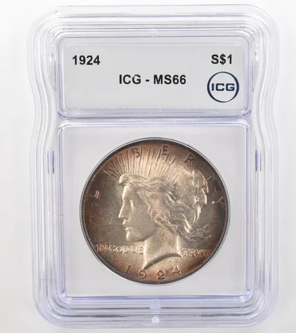 1924 Peace Silver Dollar MS66 ICG Beautiful Tone a9123