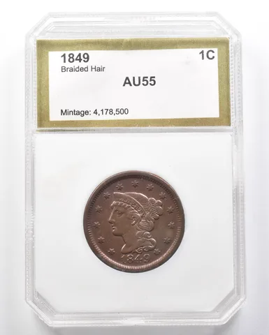 1849 Braided Hair Large Cent AU *8273