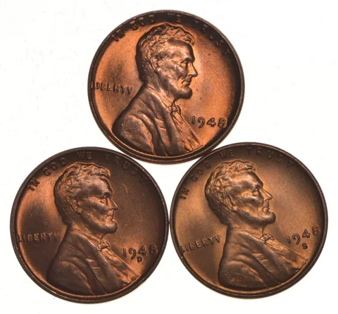Choice Unc 1948 P+D+S Lincoln Wheat Cent Gem BU Collection Lot Set