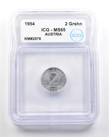 1954 Austria 2 Groschen KM#2876 MS65 ICG *5467