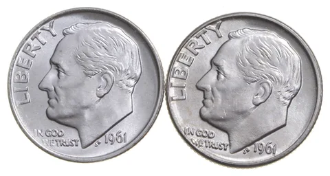 Choice Unc 1961 P+D Roosevelt Dime Gem BU Collection Lot Set