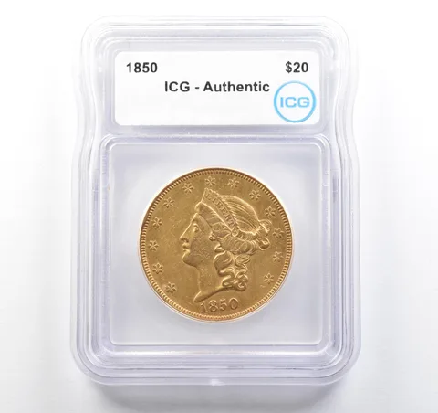1850 $20 Liberty Head Gold Double Eagle Authentic ICG *9722