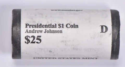 2011-D Andrew Johnson Presidential $1 Coin Roll $25 Unc US Mint BU