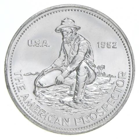 1982 1 Troy Oz. .999 Silver Engelhard American Prospector Silver Round