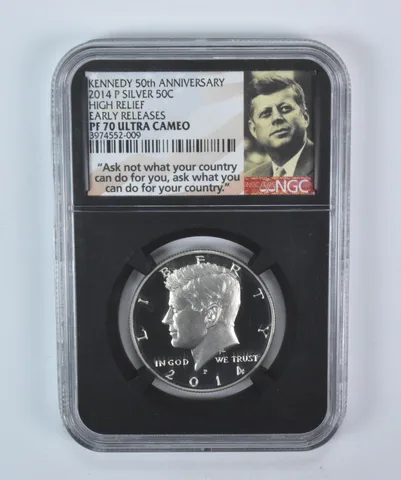 2014-P Kennedy Half Dollar Silver High Relief Early Releases PF70 UCAM NGC *5754