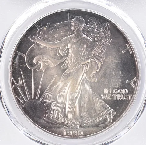1990 American Silver Eagle MS66 PCGS Beautiful Tone *1413