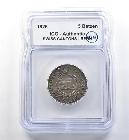 1826 Swiss Cantons Bern 5 Batzen Authentic ICG *2595