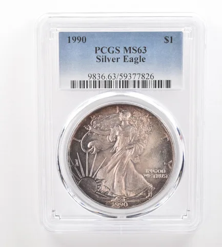 1990 American Silver Eagle MS63 PCGS Beautiful Tone *3333