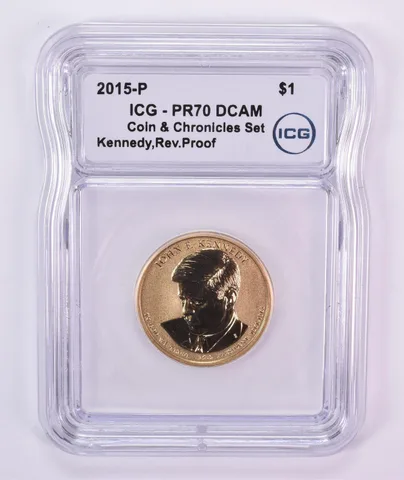 2015-P Presidential $1 John F Kennedy Coin & Chronicle Set Reverse PR70 DCAM ICG