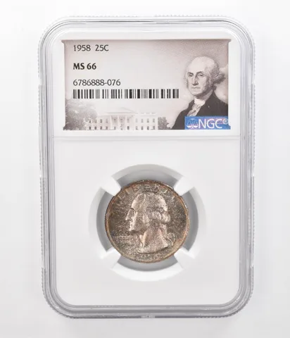 1958 Washington Quarter MS66 NGC Beautiful Tone *2345