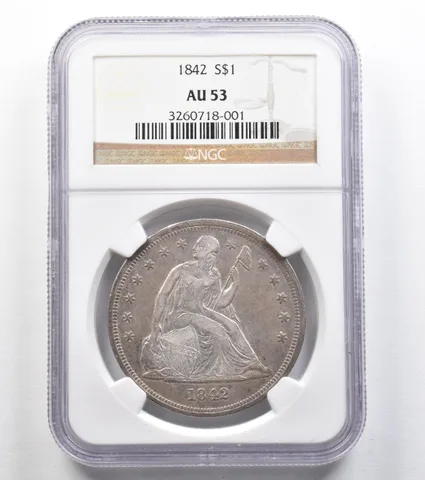 1842 Seated Liberty Silver Dollar AU53 NGC *9595
