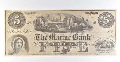 1986 ANA Invite 1850s $5 Milwaukee WI Marine Bank *8437