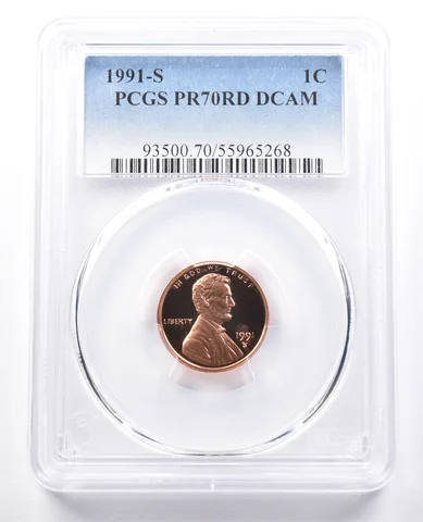 1991-S Lincoln Memorial Cent PR70 RD DCAM PCGS Blue Label