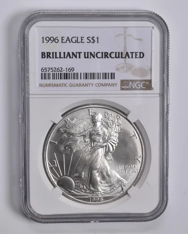 1996 American Silver Eagle BU Brilliant Uncirculated NGC Brown Label