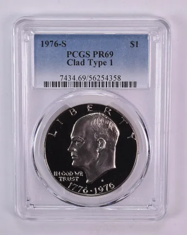 1976-S Eisenhower $1 Type 1 Clad PR69 PCGS Blue Label