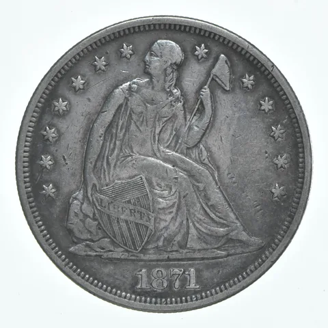 1871 Seated Liberty Silver Dollar a6063
