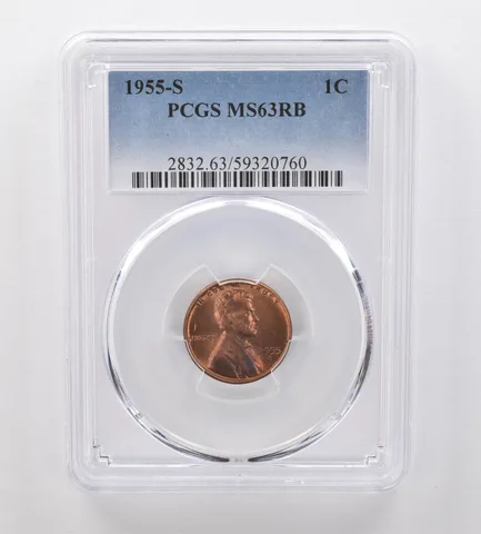 1955-S Lincoln Wheat Cent MS63 RB PCGS Beautiful Tone *2054