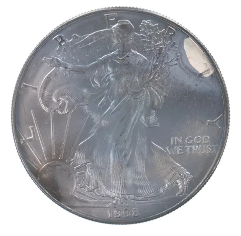 Beautiful Toned - 1998 American Silver Eagle 1 Troy Oz .999 Fine Silver *085