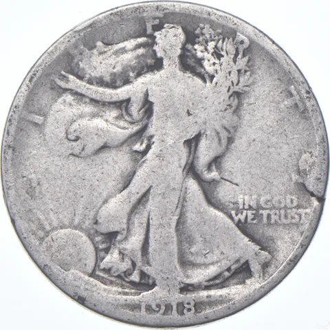 1918 Walking Liberty Half Dollar - Defective Planchet ERROR *0218