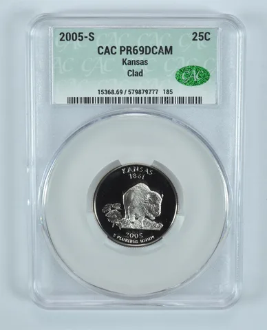 2005-S Washington State Quarter Kansas CLAD PR69 DCAM CAC CACg