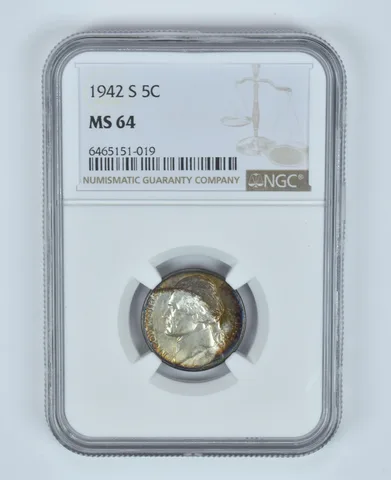 MS64 1942-S Jefferson Nickel NGC Insane Tone/Color *5708