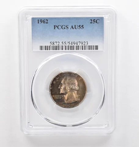 1962 Washington Quarter AU55 PCGS Beautiful Tone *0316