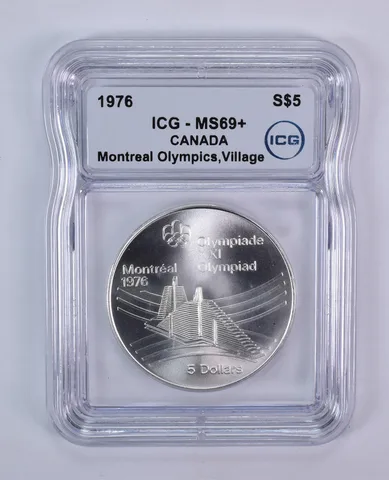 1976 Canada 5 Dollars Silver Montreal Olympics Village MS69+ ICG