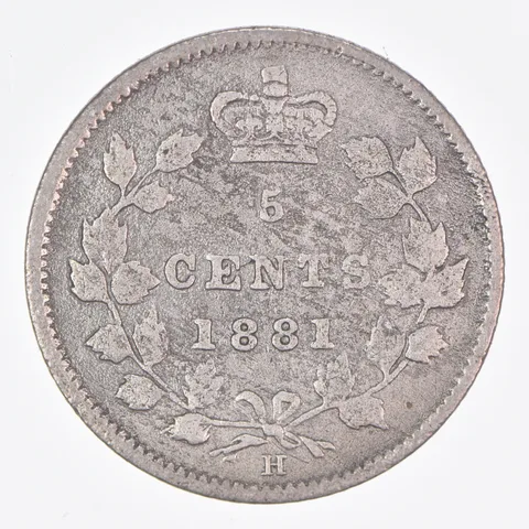 Better Date - 1881 Canada 5 Cents World Coin- Silver *278