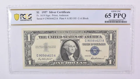 1957 $1 Silver Certificate Fr#1619 Gem Unc 65 PPQ PCGS