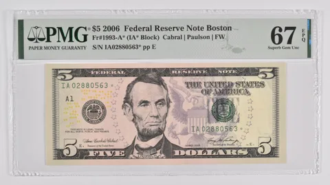 $5 Star * Error Replacement 2006 FRN FR-1993-A * PMG 67 Boston EPQ
