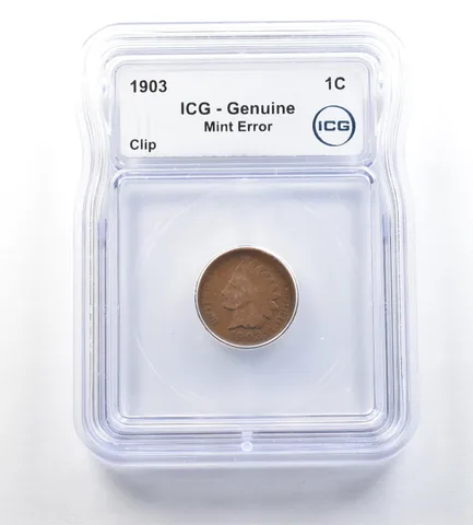 1903 Indian Head Cent Mint Error Clip Genuine ICG *0655