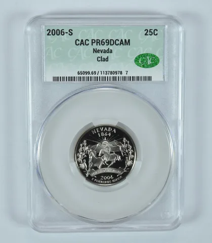 2006-S Washington State Quarter Nevada CLAD PR69 DCAM CAC CACg