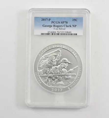 2017-P 5 Oz Silver Quarter ATB George Rogers Clark SP70 PCGS *1738