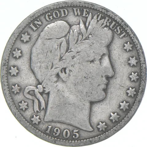 1905-S Barber Half Dollar Average Circ 90% Silver