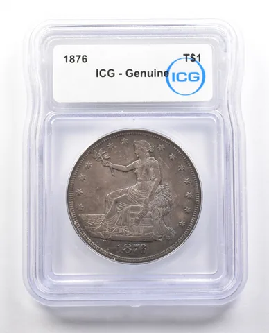 1876 Seated Liberty Trade Dollar Genuine ICG *4348
