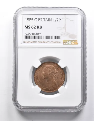 MS62 RB 1885 Great Britain 1/2 Penny NGC *9912
